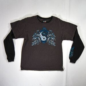 Vintage Y2K Top Heavy Dragon Punk JNCO Style Longsleeve T-Shirt - Youth XL